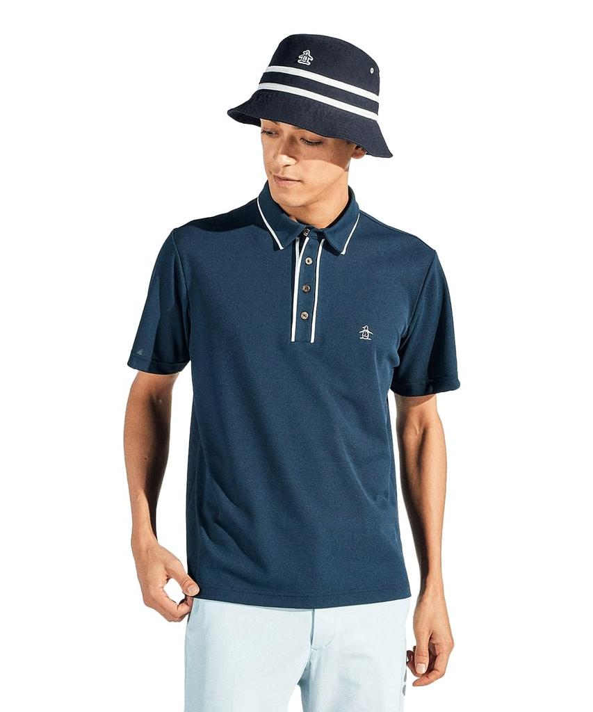 Munsingwear Standard Short Sleeve Polo Made in Golf NV00 Men's Shirt, Japan, Sunscreen, Moisture-Wicking, Quick-Drying, MG5SHS06M, Navy,