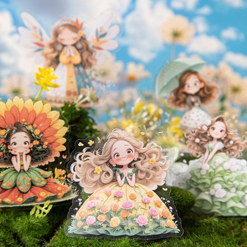 Journal Sticker Cartoon Girl Sticker Scrapbook Sticker Landscape Sticker Flowers Sticker Decorative Sticker