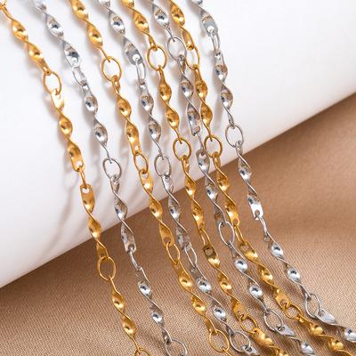 No Fade 1meter Stainless Steel Spiral Twist Stick Link Chain Wave Metal Chain for DIY Necklaces Bracelet Jewelry Making Findings