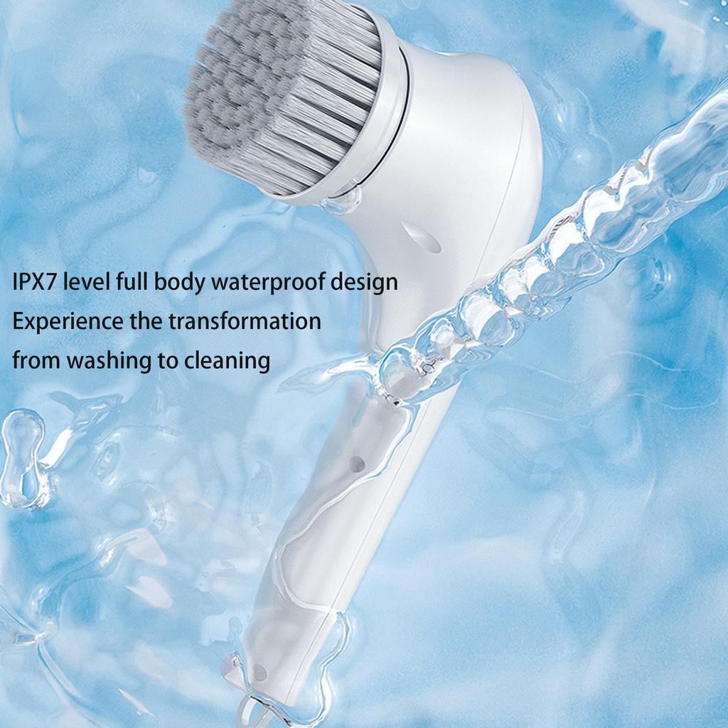 Spazzola Elettrica per Pulizia Domestica 5-in-1 Spazzola per Lavaggio Bagno Strumento per Pulizia Cucina Portatile USB Spazzola per Vasca da Bagno Spazzola Elettrica Pulitore Accessori Lavandino