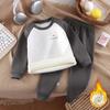 Autumn and Winter Girl Clothes Plus Velvet Thickened Children's Underwear Long Sleeves Long Pajamas Set Baby Boy Sets for Childr