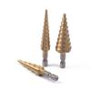 3Pcs Hss Titanium-Coated Spiral Groove Step Drill Bit 3-12 4-12 4-20 Power Tool Step Drill Bits Set Metal Multi-Hole Taper Drill