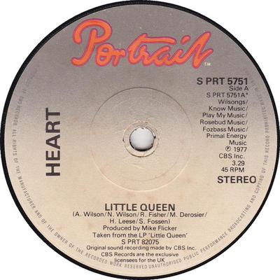 7inch Record HEART - Little Queen / Treat Me Well SPRT5751 Portrait 1977 UK Rock Used