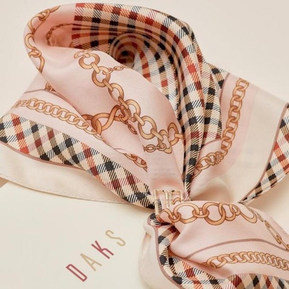 Daks Beige Check Chain Scarf   Ring Set Dcsc1f825 Single option