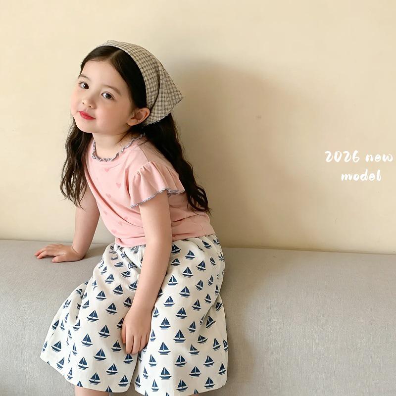 Floral Ruffled Baby Girl T-Shirt and Pants Set - 2026 Summer Collection