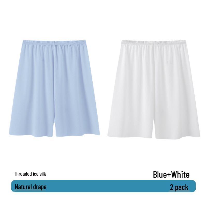 Men's Summer Ice Silk Pajama Pants, Plus Size, Lightweight, Loose-Fit, Five-Point Shorts