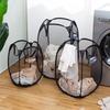 Portable Mesh Pop Up Laundry Hamper Wide Opening Breathable Collapsible Space-Saving Laundry Basket Dorm Travel Bathroom Items