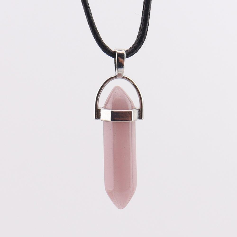 Crystal Hexagonal Column Pendant Popular Hexagonal Prism Bullet Luminous Stone Necklace N759