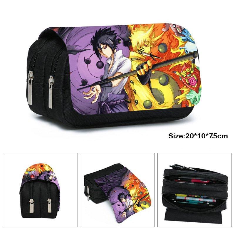 Astuccio Naruto Grande Capacità Doppio Strato Astuccio Cartoon per Studenti delle Medie Kawaii Busta Anime