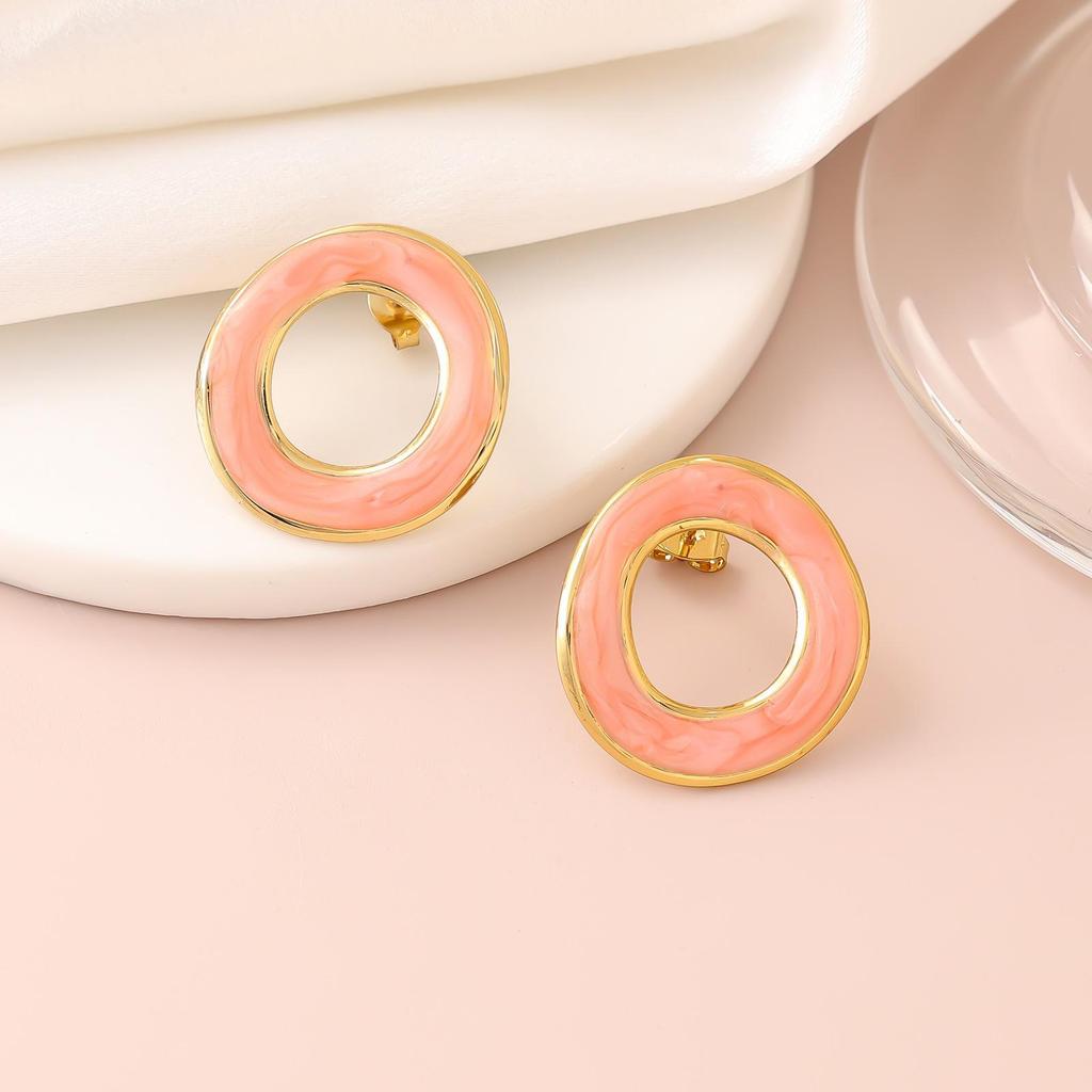 French Enamel Drip Oil Earrings: Stainless Steel, Irregular, Titanium Women's Luxury