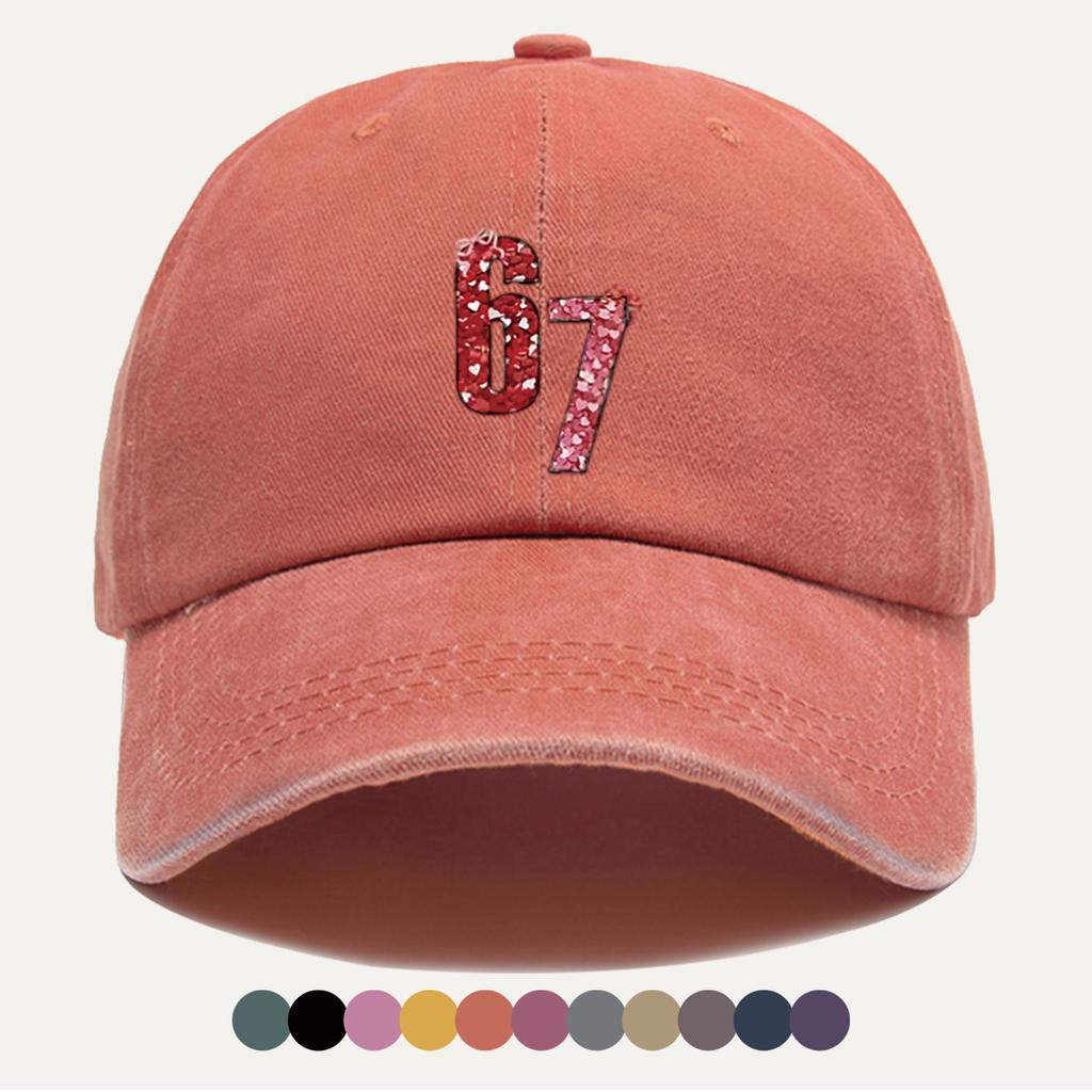 Pc HeartShaped Sequined Number Cm Printed Baseball Cap Fashion Casual Duckbill Hat Unisex Adjustable Street Style Out