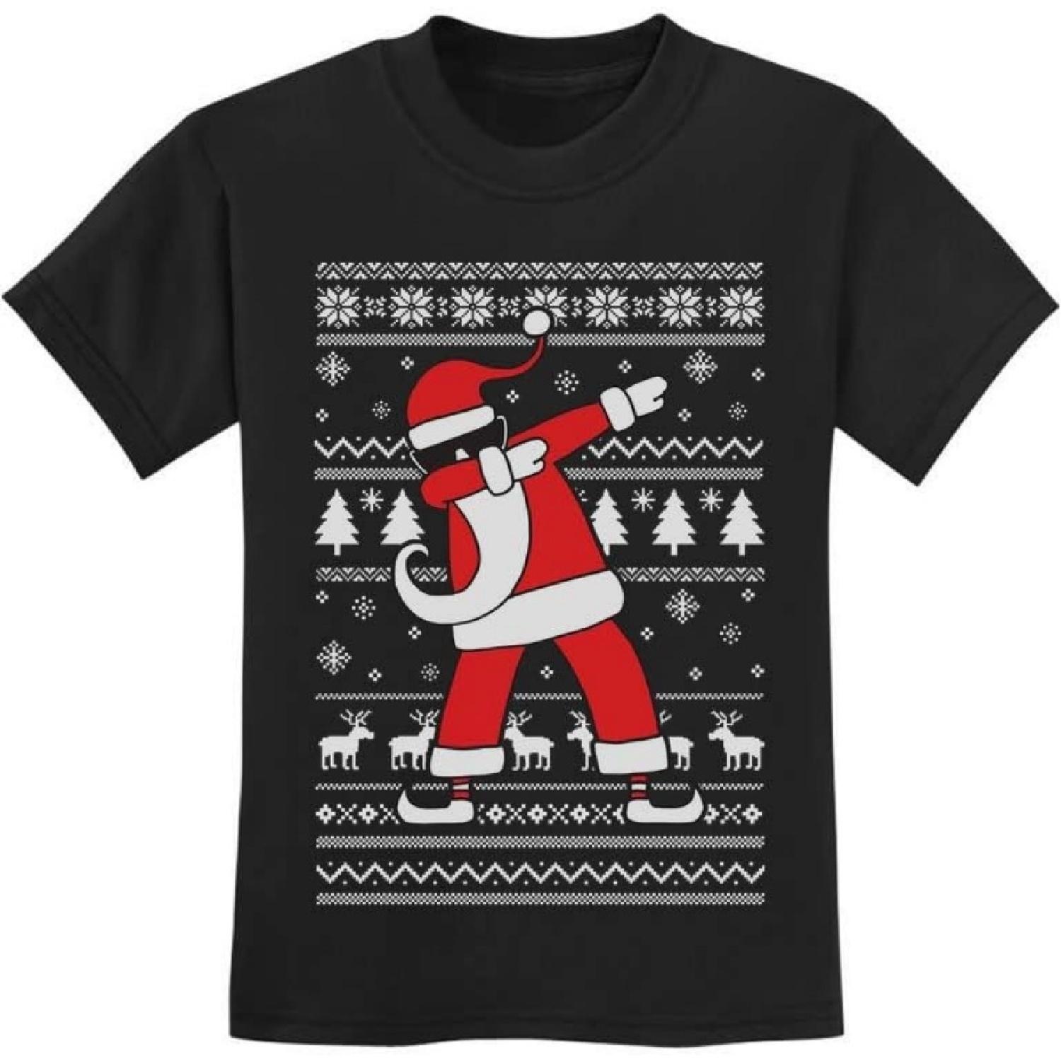 Tstars Dabbing Santa Funny Ugly Christmas Shirt Holiday Youth Kids Sweater T-Shirt S