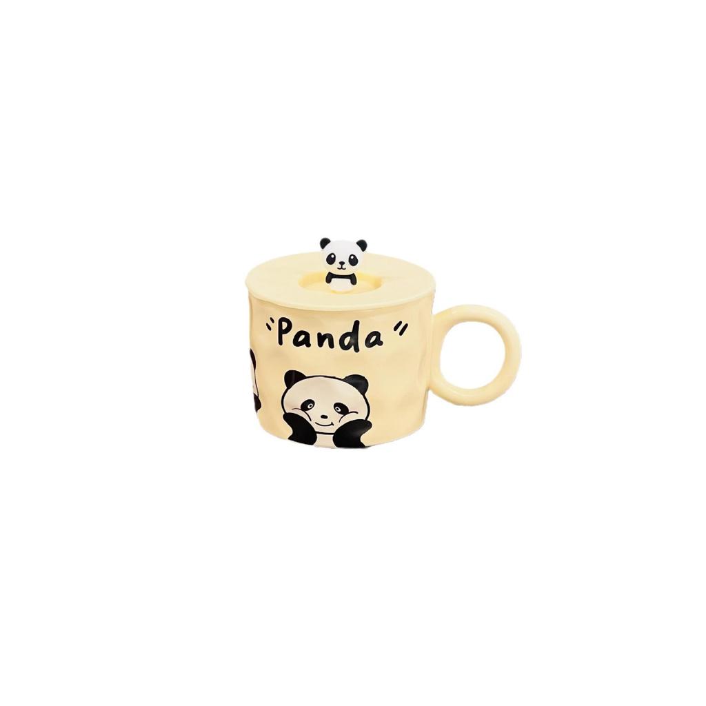 Cartoon Panda Mug Home Cute Ceramic Cup High-looking Flower Tea Cup Couple Breakfast Cup Souvenir Gift Water Cup