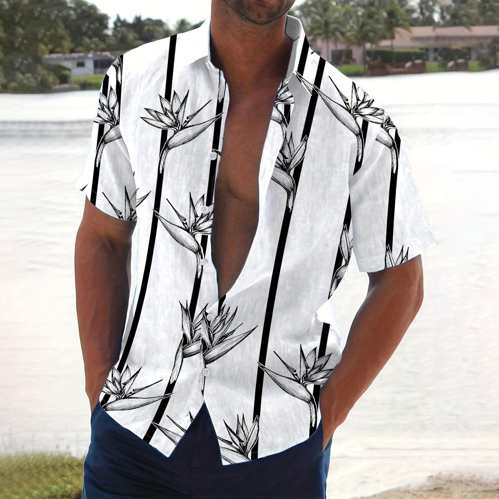 Мужская летняя новая свободная рубашка с коротким рукавом с принтом — фото 12