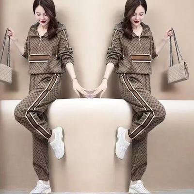Sudadera con capucha y cremallera para mujer Conjunto informal de dos piezas con cuello Ropa deportiva juvenil de moda