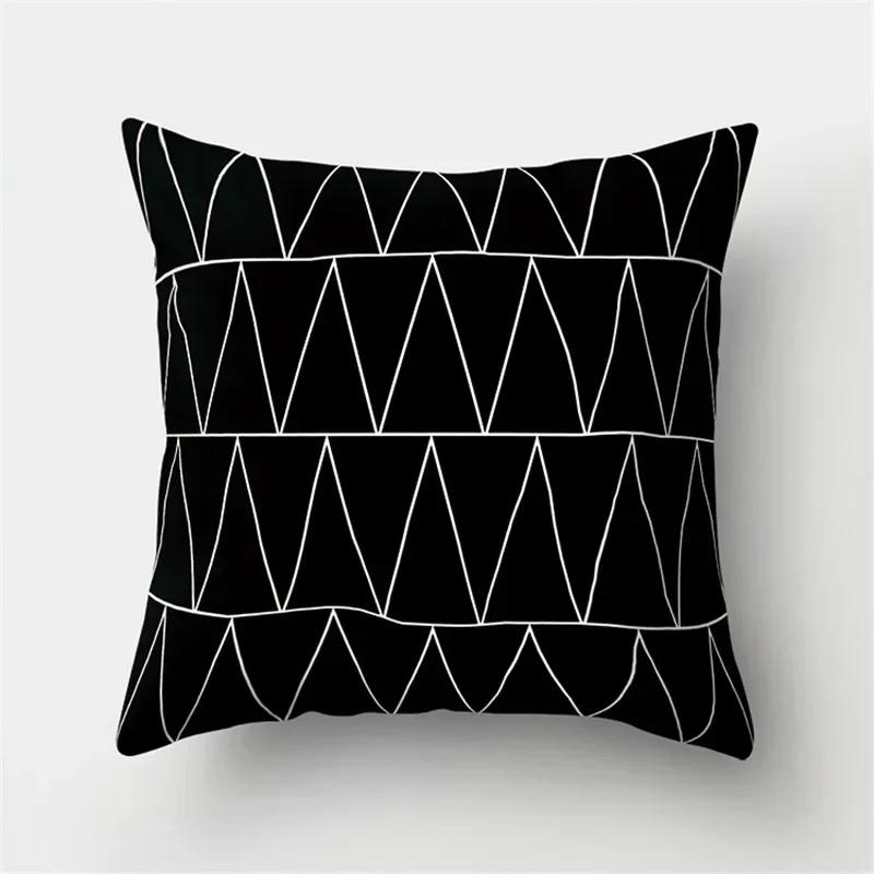 White Black Geometric Cushion Cover x Pillowcase Sofa Decor Polyester Home