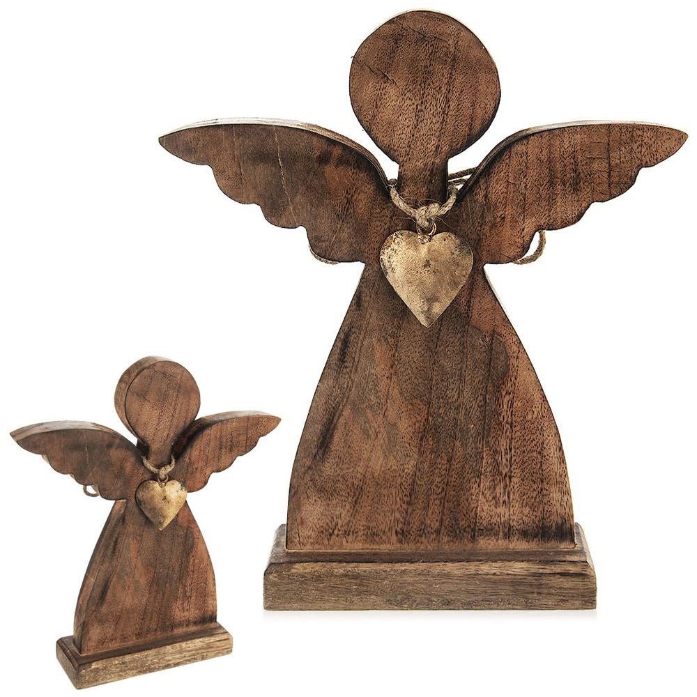 Drewniany Anioł Figurka Anioła Dekoracyjna Ozdobna Figura Stojąca 30 cm