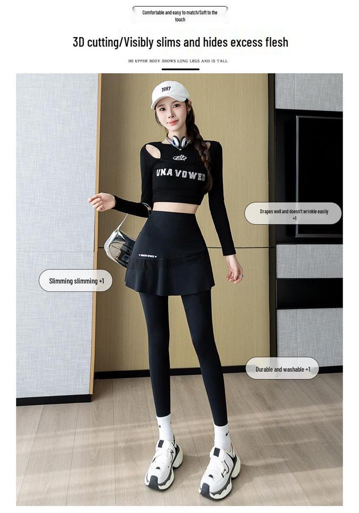2026 Spring/Autumn Plus Size Women's Two-in-One Yoga Pants - Hip Lift, Running, Training, Slimming Fit