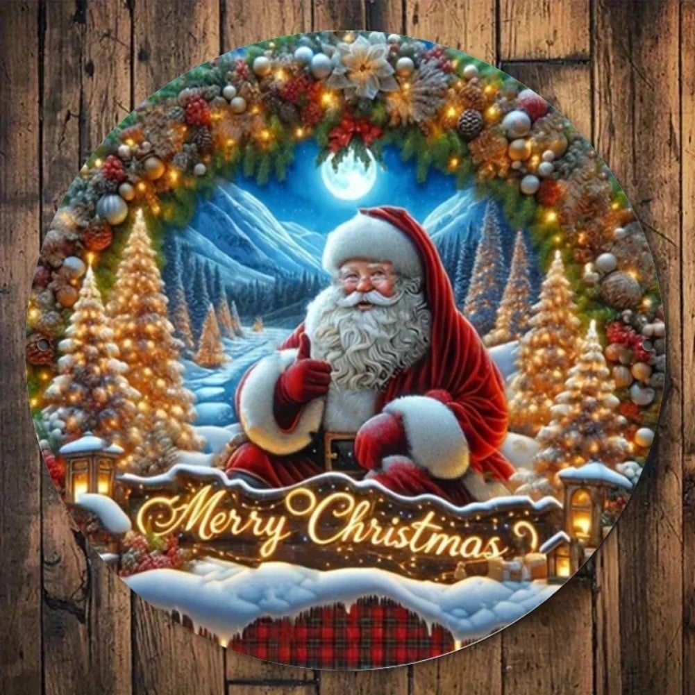 

Vintage Metal Tin Sign Santa Claus Wall Art Home Kitchen Decor Rustic Farmhouse Gift 20x20 різнокольоровий