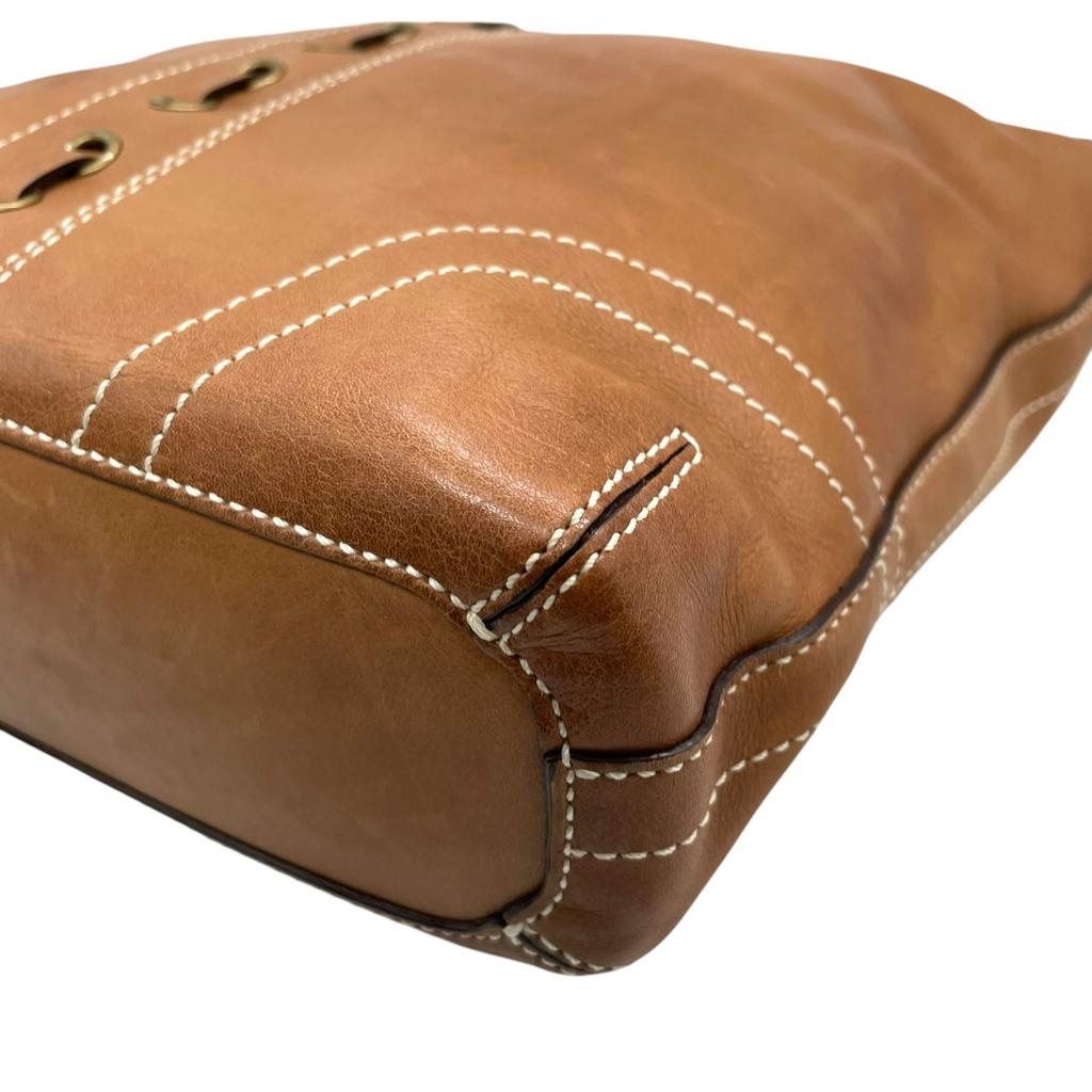 Used COACHShoulder Bag Brown leather Women