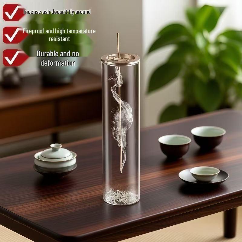 Metal Aromatherapy Incense Burner with Glass Holder and Anti-Ash Tray