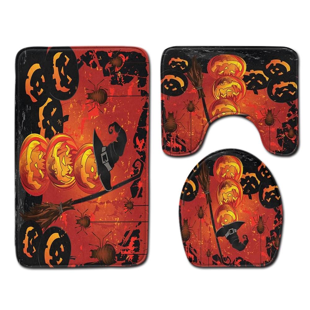 Halloween Bathroom Toilet Three-Piece Floor Mat Doormat Bathroom Carpet