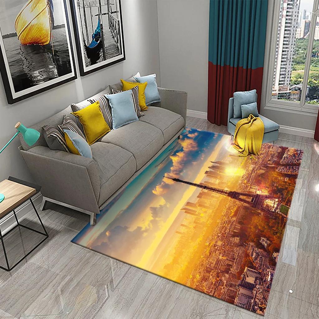 Eiffel Tower Rug Paris France Carpet World Famous Buildings Floor Carpets Bedroom Living Room Decor Area Rugs Door Mat Yoga Mats