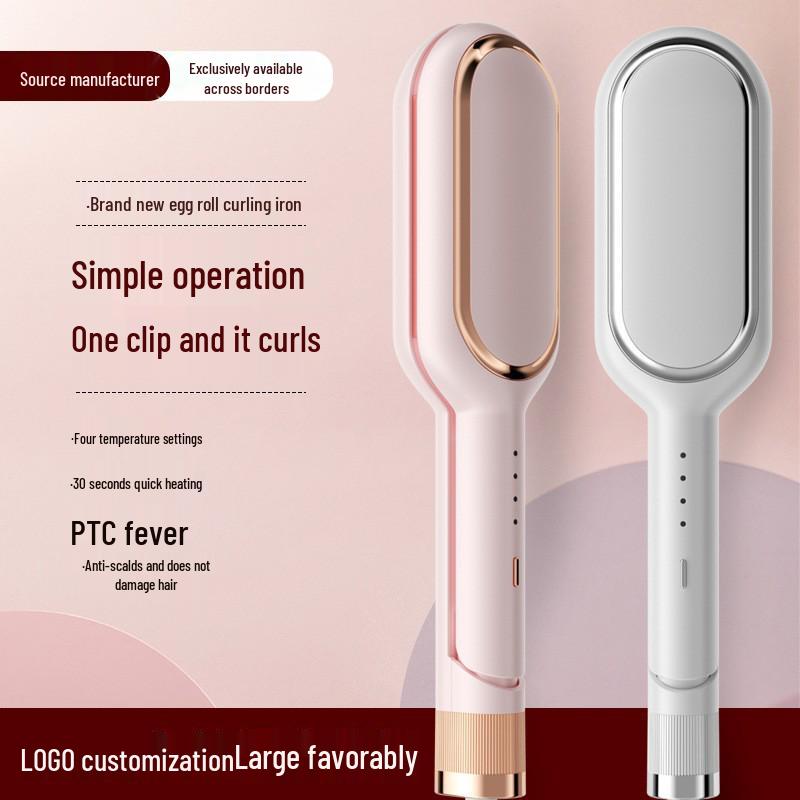 Ceramic Egg Roll Curling Iron - Wool Roll & Water Ripple Wave Tool Pink