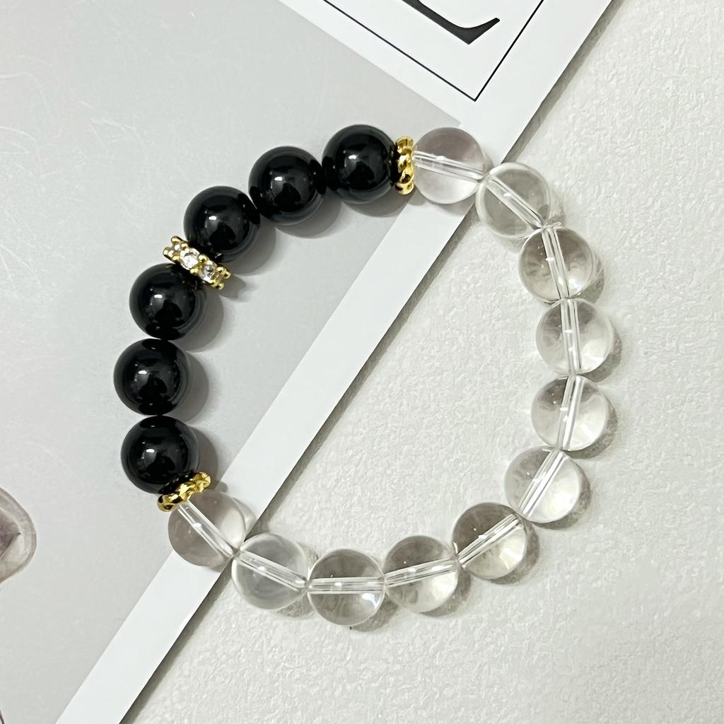 Crystal Beaded Bracelet for Women 10mm Round Beads Obsidian Bangle Semi-Precious Gemstones Bracelets DIY Jewelry Gifts