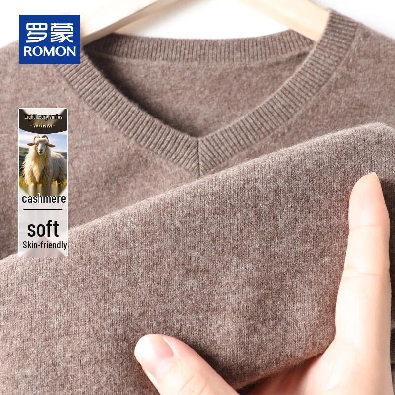 Romon Men's V-Neck Cashmere Blend Sweater