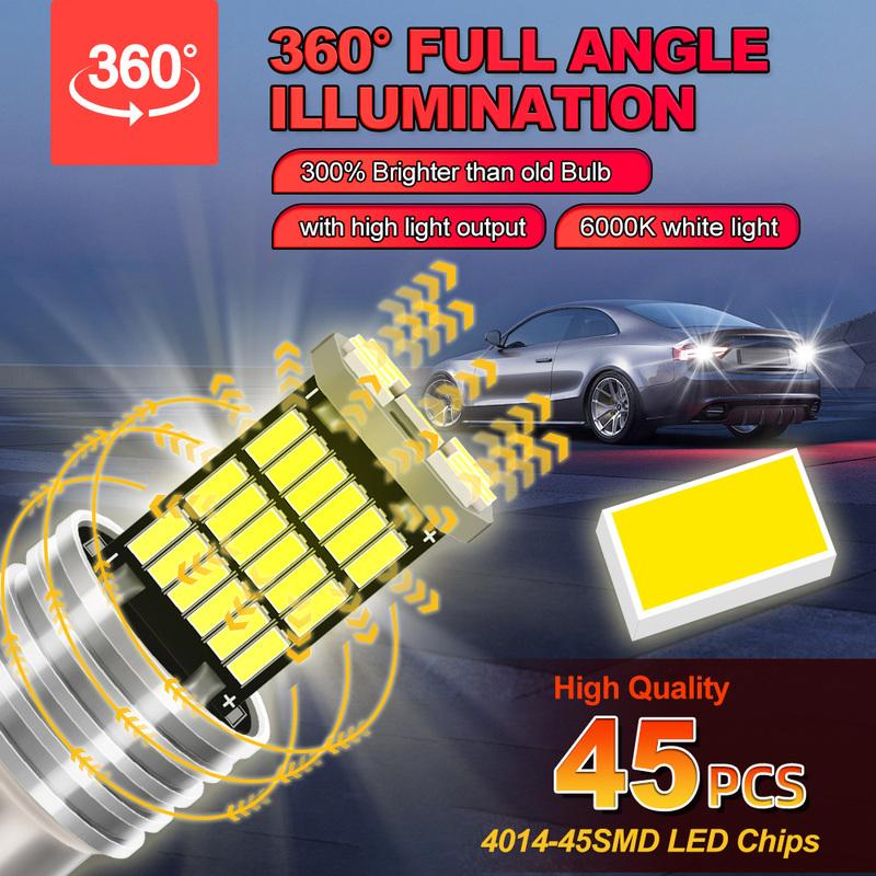 2PCS 21W 6000K LED Reverse Light Car Backup Blubs 1156 BA15S Lamp For Land Rover Defender Discovery Freelander Range Rover Sport