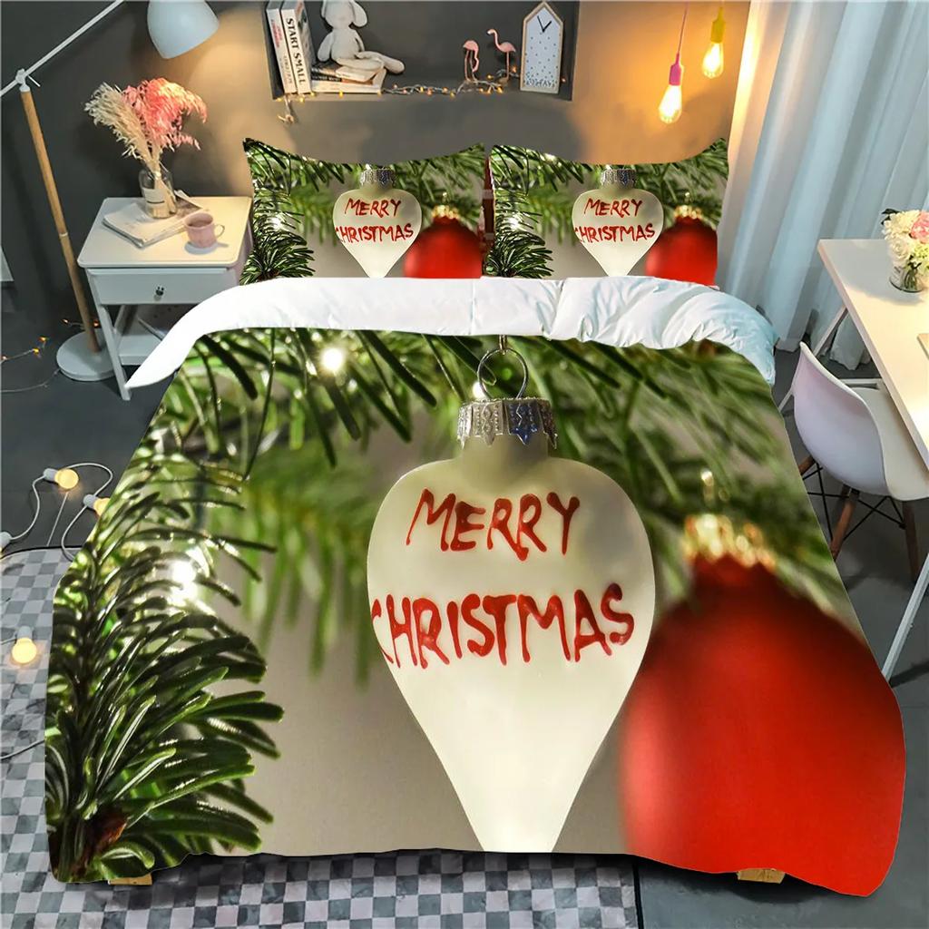 Merry Christmas Bedding Sets 3Pcs Duvet Cover Set Fashion Pattern Comforter Duvet Cover Pillowcase Home Textiles Kids Gifts