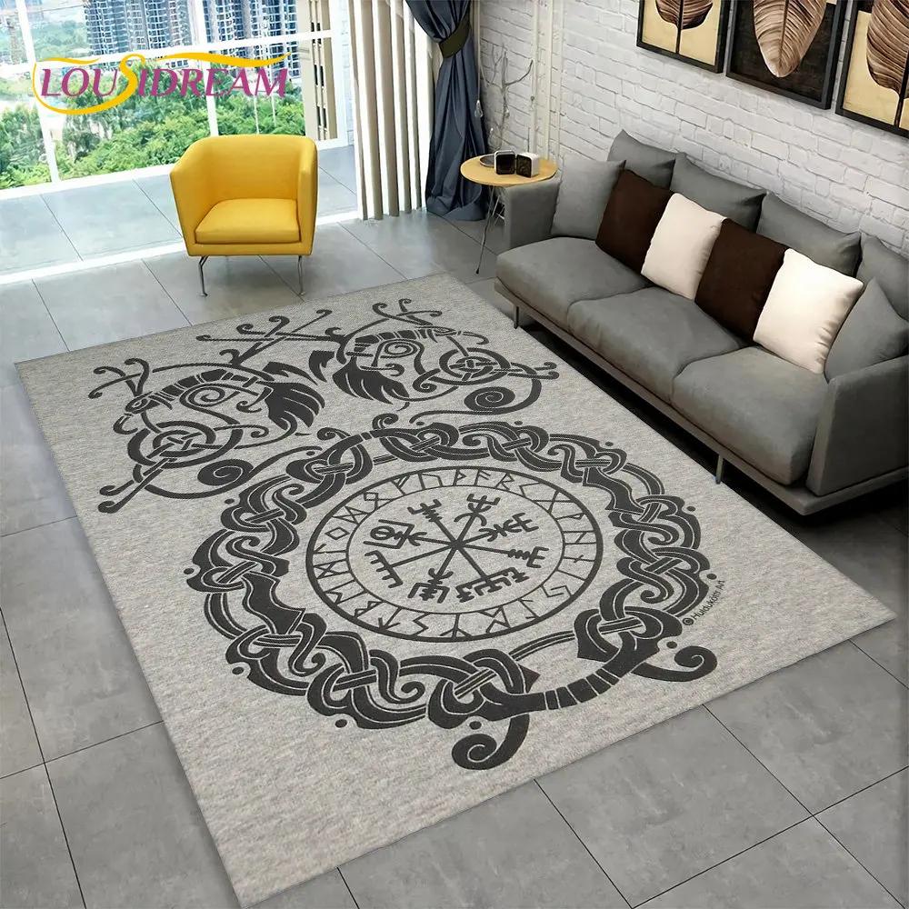Viking Norse Mythology God Loki Rune Area Rug,Carpet Rug for Living Room Bedroom Sofa Doormat Kitchen Decor,Non-slip Floor Mat