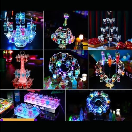 Tequila Globe LED Liquor Bottle Display Shelf, Stylish Globe Shape, Creates a Chic Atmosphere, Cocktail Glass Holder, LED Liquor Glass Rack, Tequila F