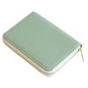 Corale Coin Case, Card Case, Genuine Leather, Small Wallet, Women's, Italian Leather, Round Zipper (Gray-Green)