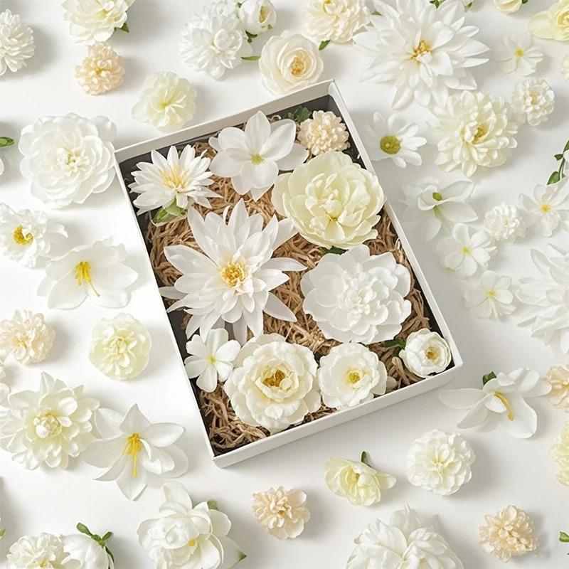 20/50Pcs Artificial Flower Head Mini Silk Artificial Rose Daisy Flower Craft Supplies Wedding Party Craft Wreath Home Decoration