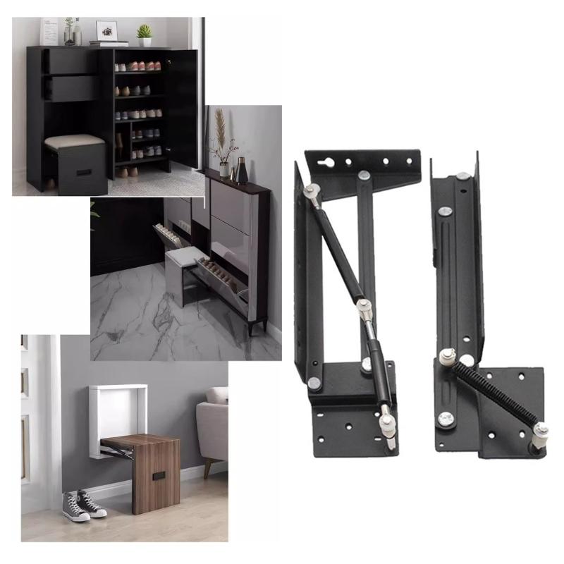 Hydraulic Buffer Concealed Flip Down Stool Hardware Convenient for Wall Mounted Shoe Cabinets and Furniture Hardware