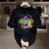 Graffiti 100 Pure Cotton Printed New European and American Unisexs and Womens Fashionable Round Neck Short Sleeved Shirt