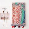 Women's Summer Retro Style Floral Silk Scarf with Colorful Tassels