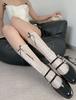 1 Pair Sweet Japanese Fashion JK Calf Sock for Girl Elastic Mesh Jacquard Dot Style Mid-calf Sock Summer Lightweight Soft Sock