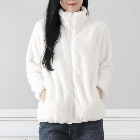 Women's Double-Sided Fleece Hoodie Jacket - Warm, Velvet Thickened, Stand Collar Zipper Cardigan for Winter