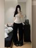 Women's Black and White Short-Sleeved Summer T-Shirt, Versatile Round Neck, Slim Fit, Trendy Short Top