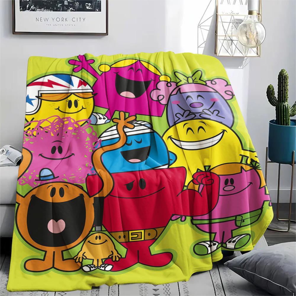 1PC Mr. Men Little Miss Patterned Flannel Blanket Suitable For All Seasons for Home Decor Warmth and Comfort Gifts Holiday Present