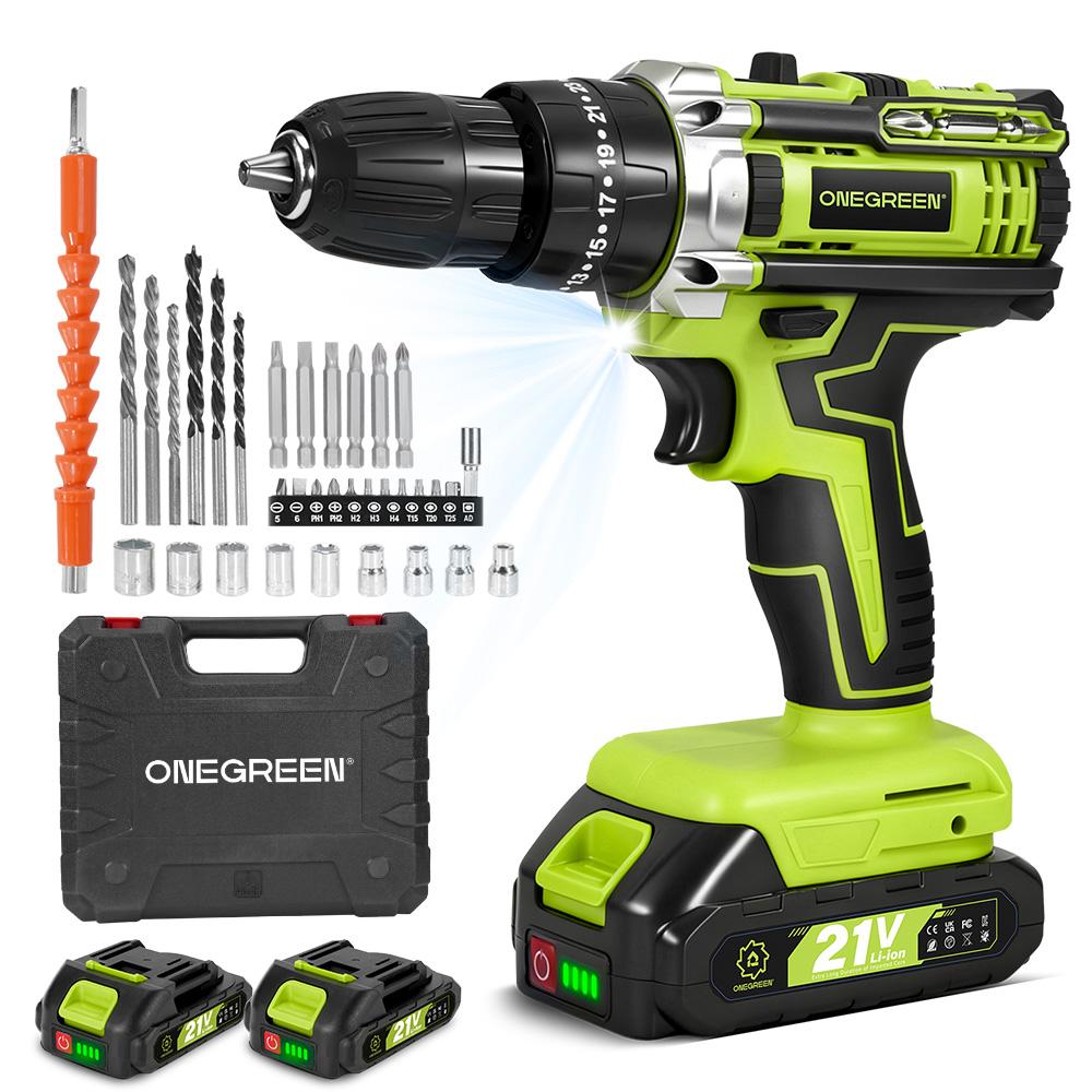 ONEGREEN Trapano Avvitatore a Percussione Elettrico 25+3 Coppia 2 Velocità Regolabile Avvitatore Elettrico Senza Fili Utensile Elettrico Per Batteria Makita 21V Pin