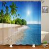 Bathroom Waterproof Shower Curtain Sunset Dusk Beach Scenery Seaside Printing Polyester Home Decoration Curtain With Hook