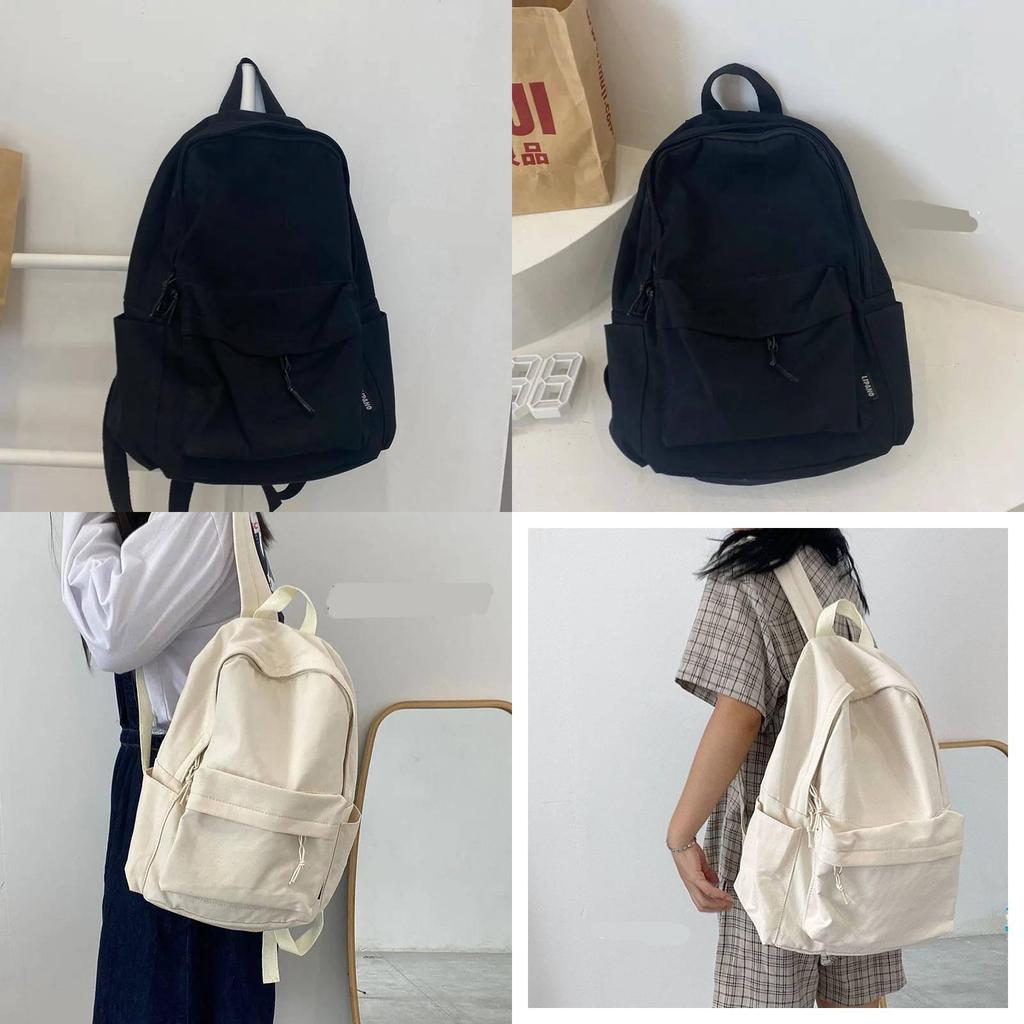 Color Backpack Solid School Bag Junior High College Students Unisex Gift Design