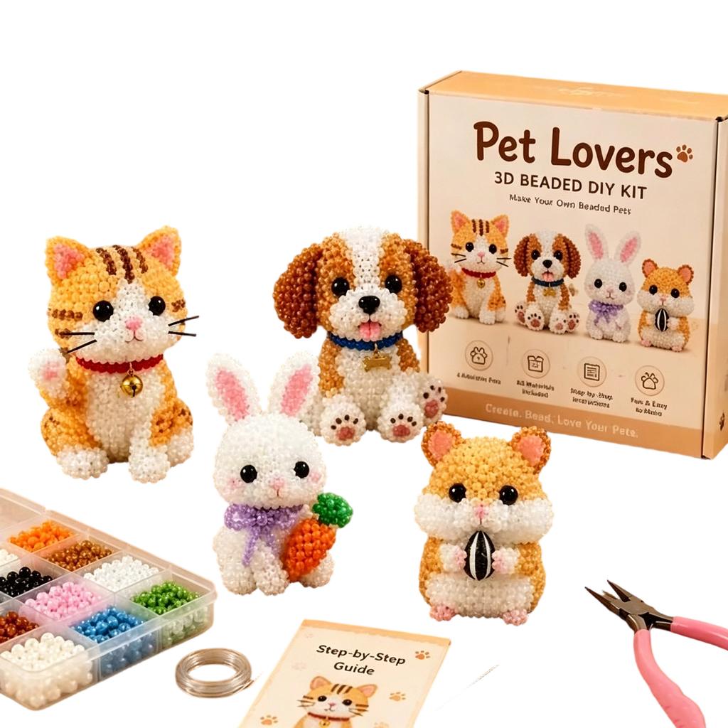 DIY 3D Beaded Animal Craft Set Creative Handmade Mini Animal Beading Kit With Detailed Instructions For Adults Teens Beginner