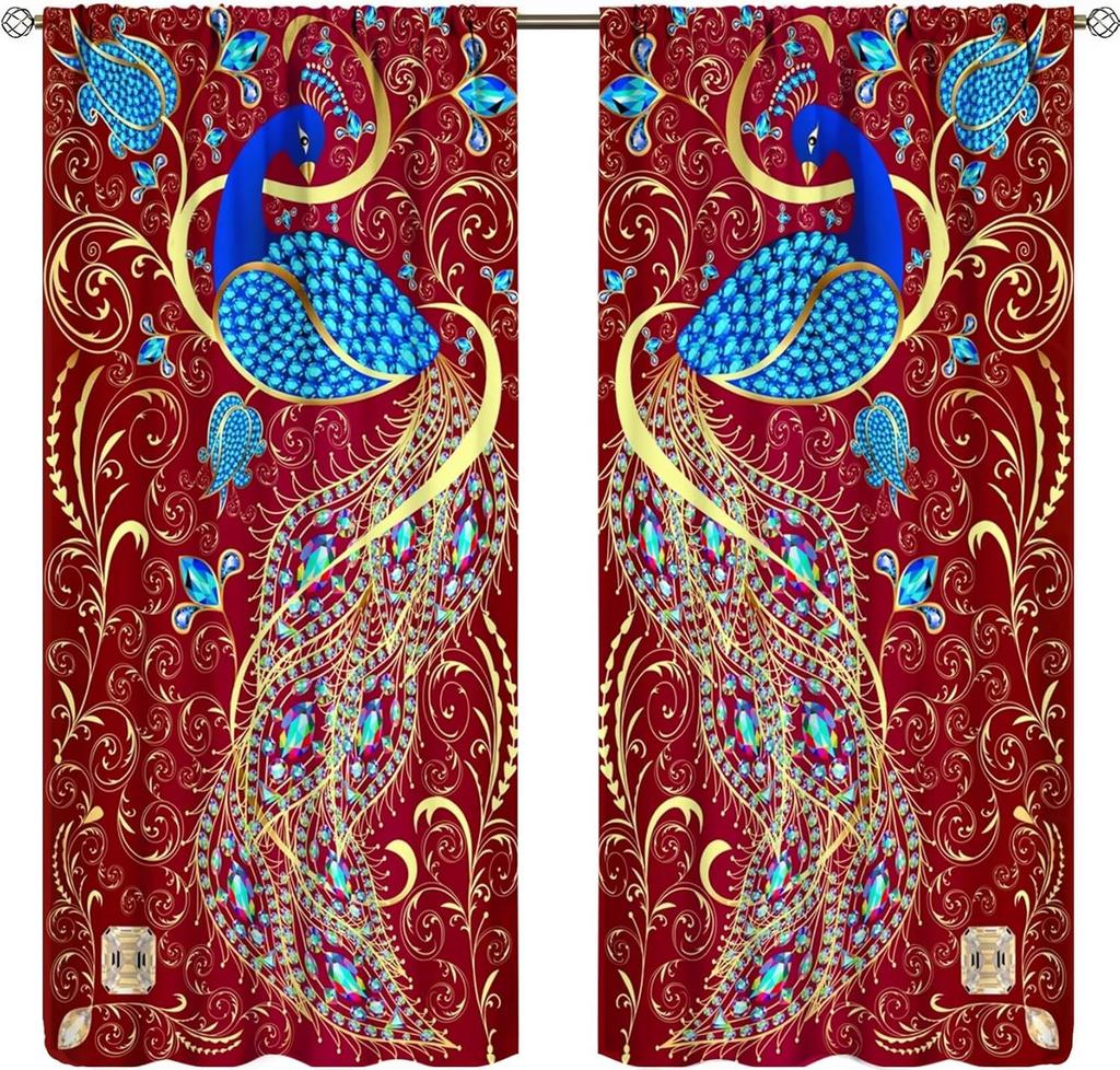 Colorful Dream Catcher Curtains Night Sky Stars Purple Feathers Curtain with Rod Pocket for Bedroom Living Room Decor Drapes