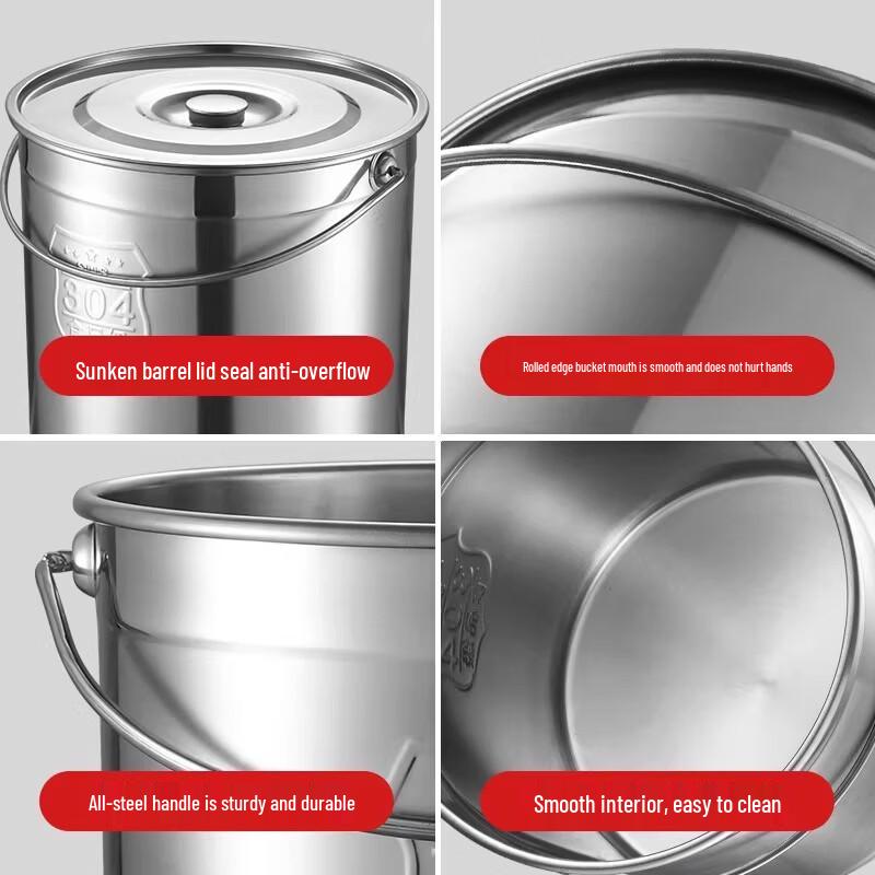 Qinji 304 Stainless Steel Portable Food Storage Bucket with Lid