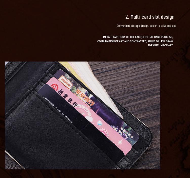 Men's Short Bi-Fold Wallet with Currency Pattern – High-Quality Money Clip & Multi-Card Holder